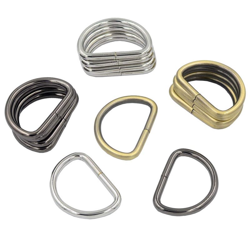 DGOL 1-1/2 inch Thick Metal Webbing Keychain D Ring Leather Handbag Strap Loop Clasp D Buckles 3 Color (Total 15pcs) - Image 1